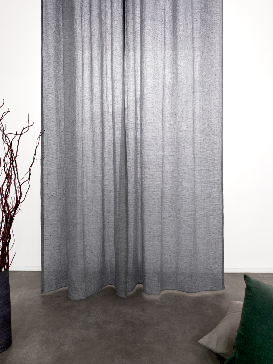 ふくよかでマットな質感の麻レースカーテン商品写真_フラットヒダなし